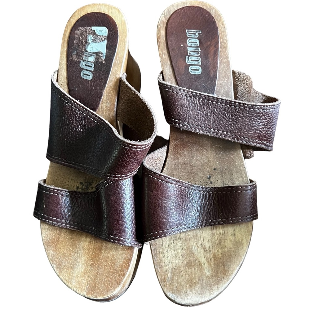 90s Y2K BONGO Studded Wood Wedge Platform Mule Vintage sz 7 - Picture 2 of 9